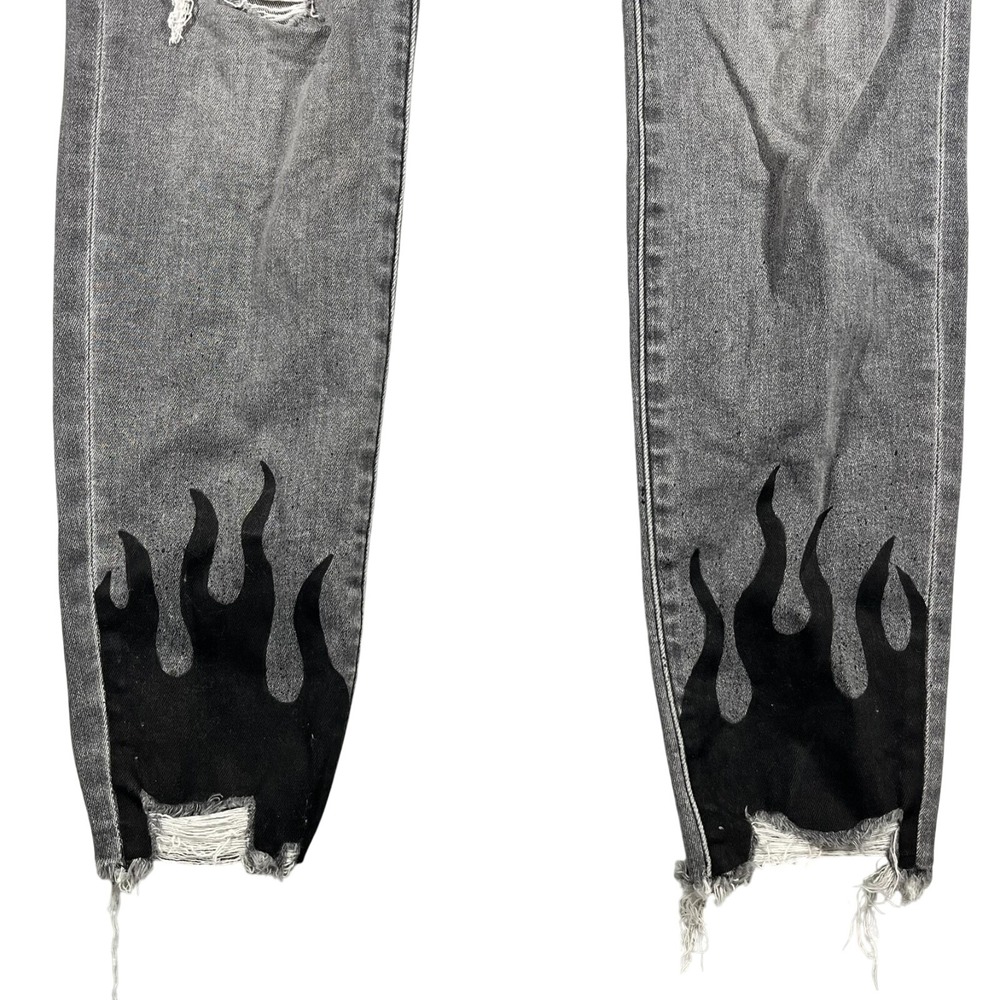 American Eagle Super Hi Rise Jegging Women's 8 Long Distressed Flame Hem Pockets - Picture 6 of 16